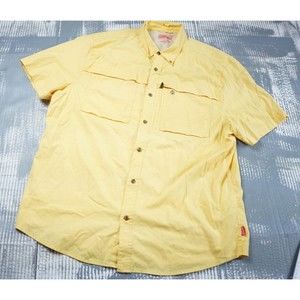 Coleman Shirt Men XXL Yellow fishing vented button up short sleeve cotton pocket